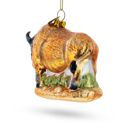 Bison Glass Christmas Ornament