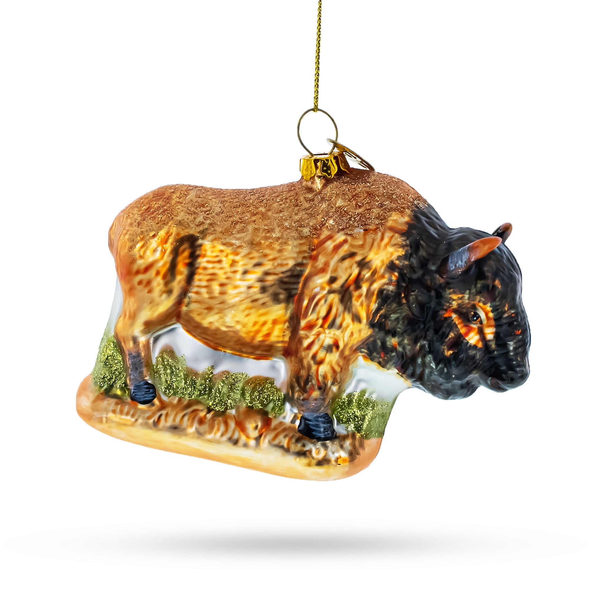 Bison Glass Christmas Ornament