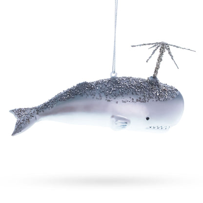 Whale Glass Christmas Ornament