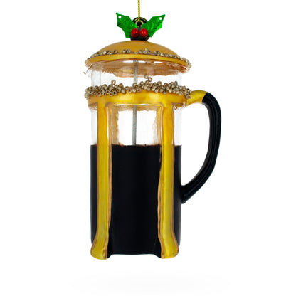 French Press Coffee Maker Glass Christmas Ornament