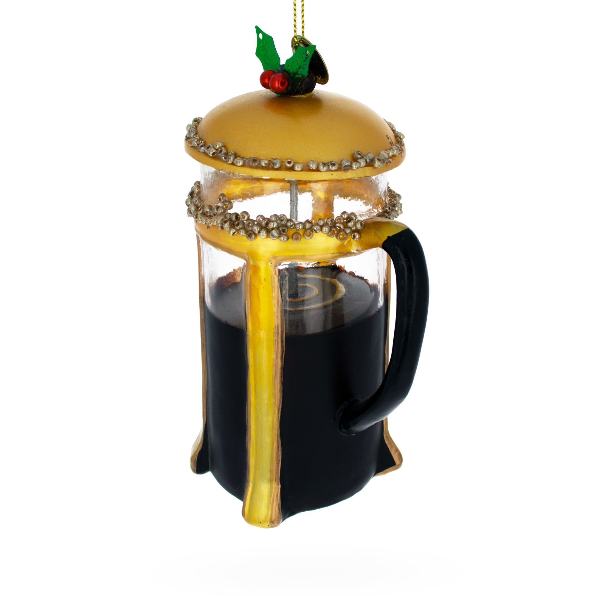 French Press Coffee Maker Glass Christmas Ornament