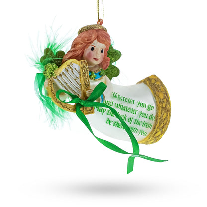 Celtic Irish Angel Glass Christmas Ornament