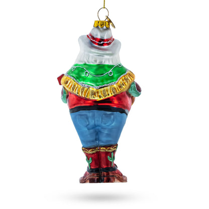 Western Santa with Guitar Glass Christmas Ornament BestPysanky