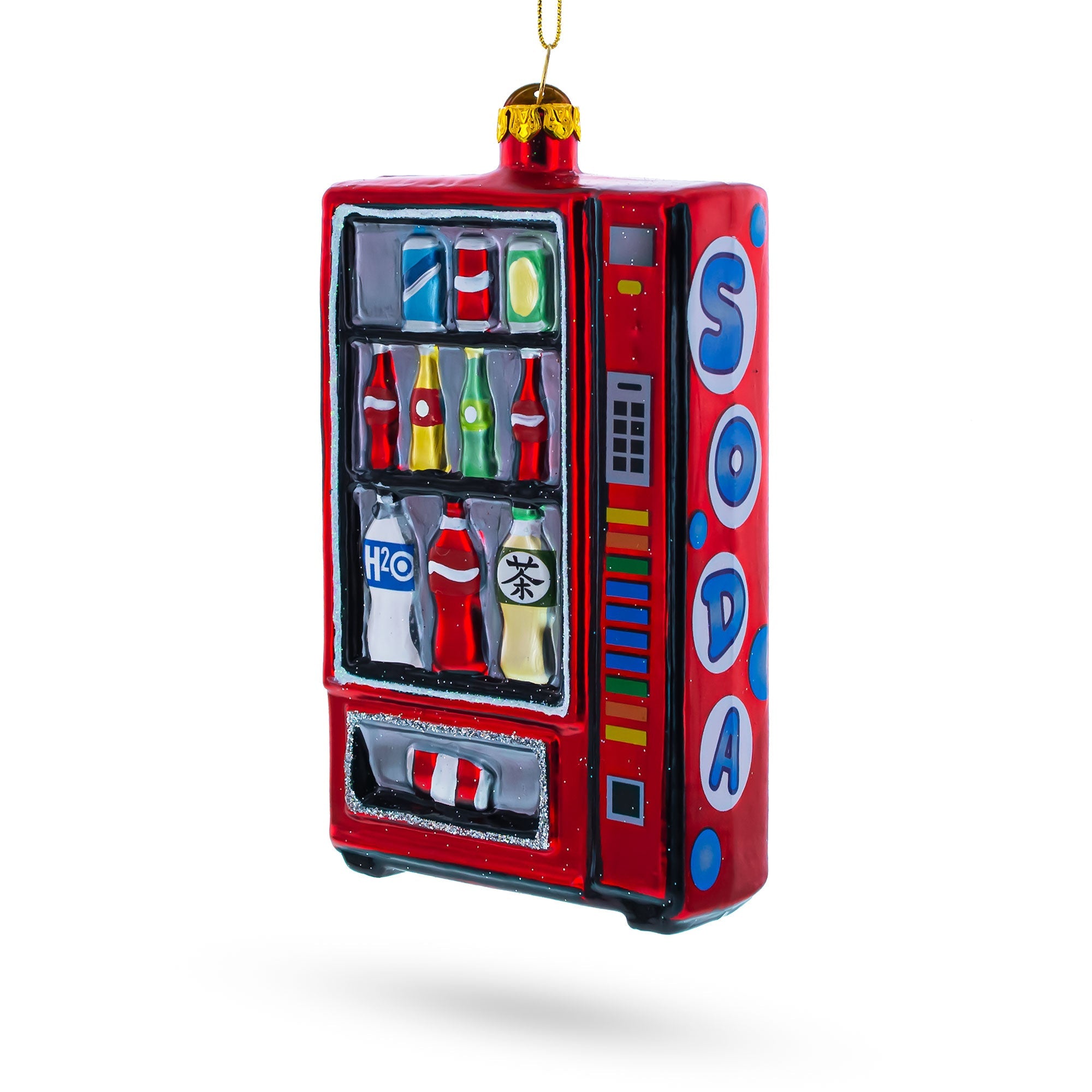 Soda Vending Machine Glass Christmas Ornament