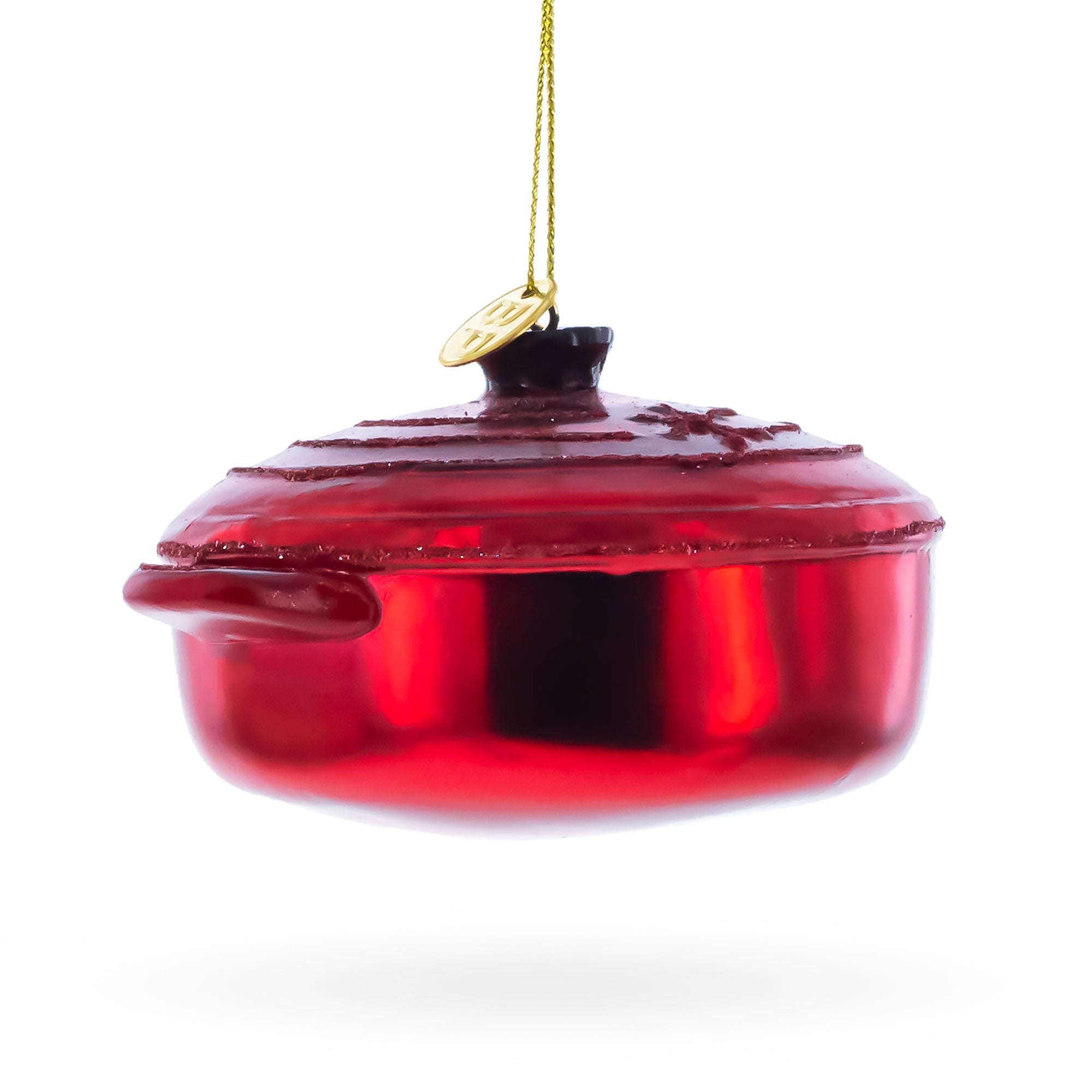 Cooking Red Pot Glass Christmas Ornament