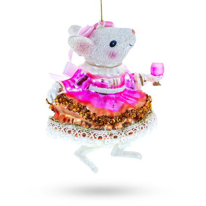 Mouse Toasting with Wine Glass Christmas Ornament