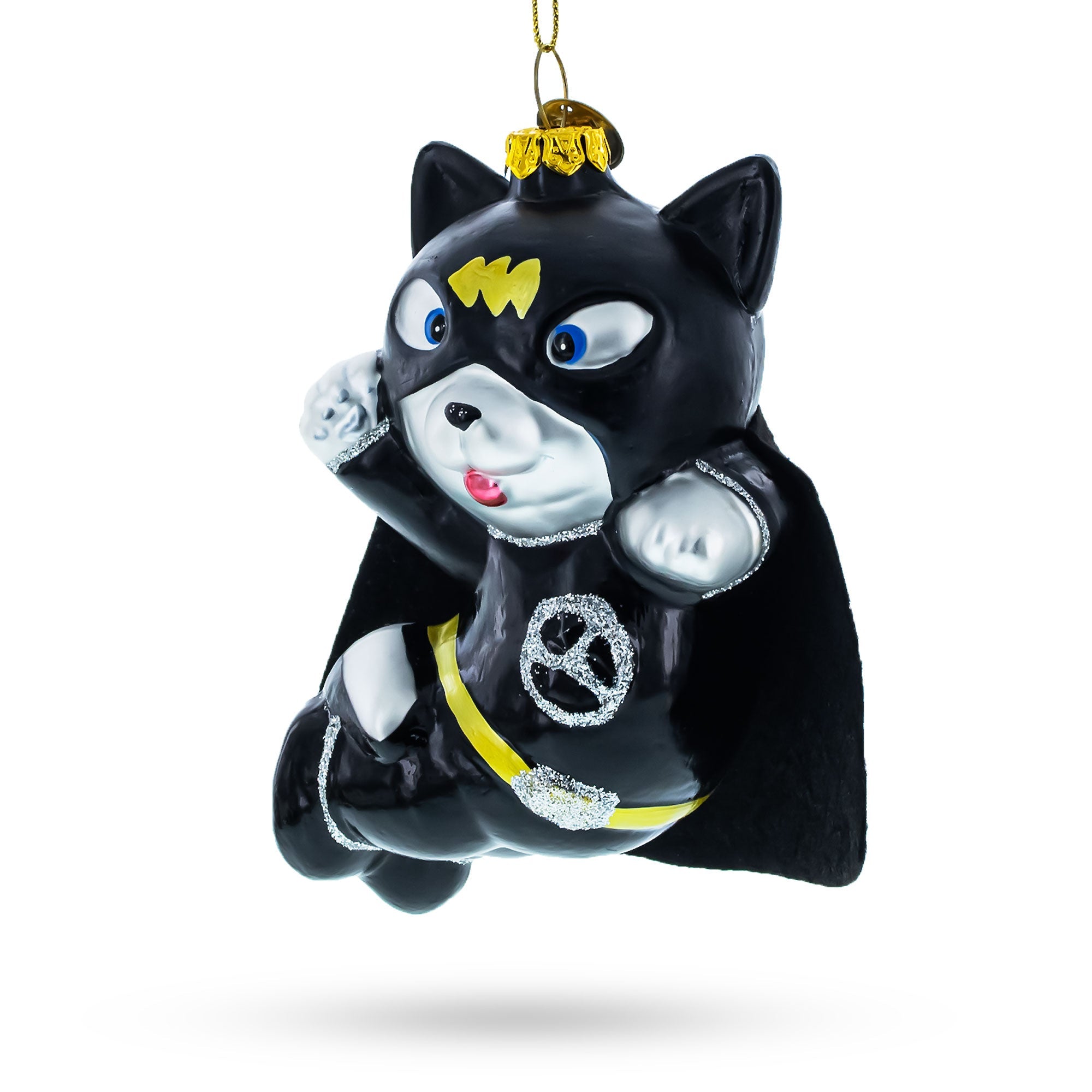 Superhero Kitty Glass Christmas Ornament