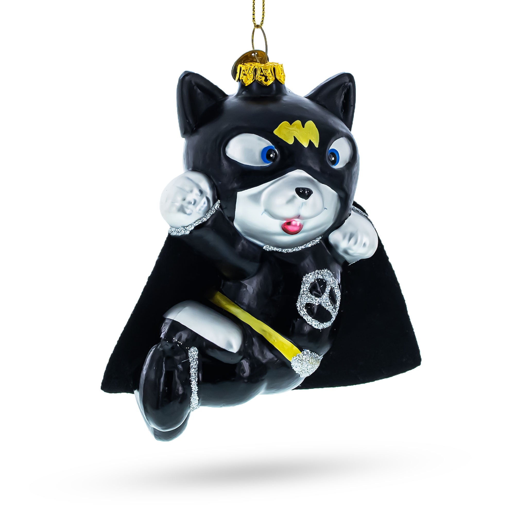 Superhero Kitty Glass Christmas Ornament