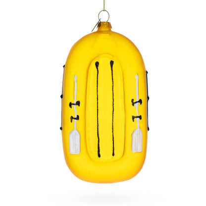 Sunny Yellow Rubber Boat Glass Christmas Ornament