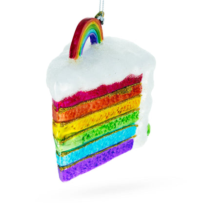 Vibrant Rainbow Layer Cake Glass Christmas Ornament BestPysanky