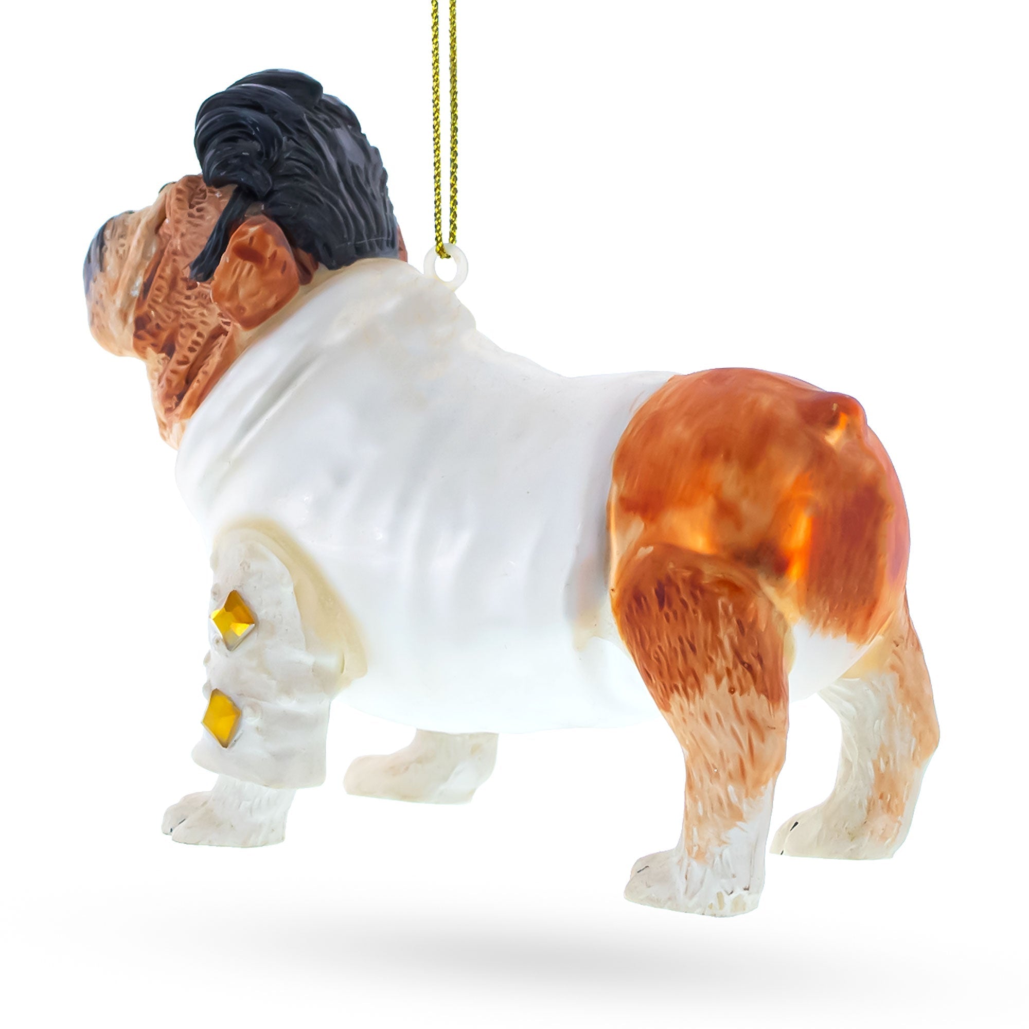 Elvis-Inspired Rock 'n' Roll Bulldog Glass Christmas Ornament