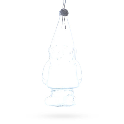 Enchanted Gnome Clear Glass Christmas Ornament