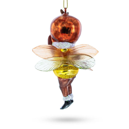 Adorable Little Bee Glass Christmas Ornament