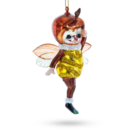Adorable Little Bee Glass Christmas Ornament