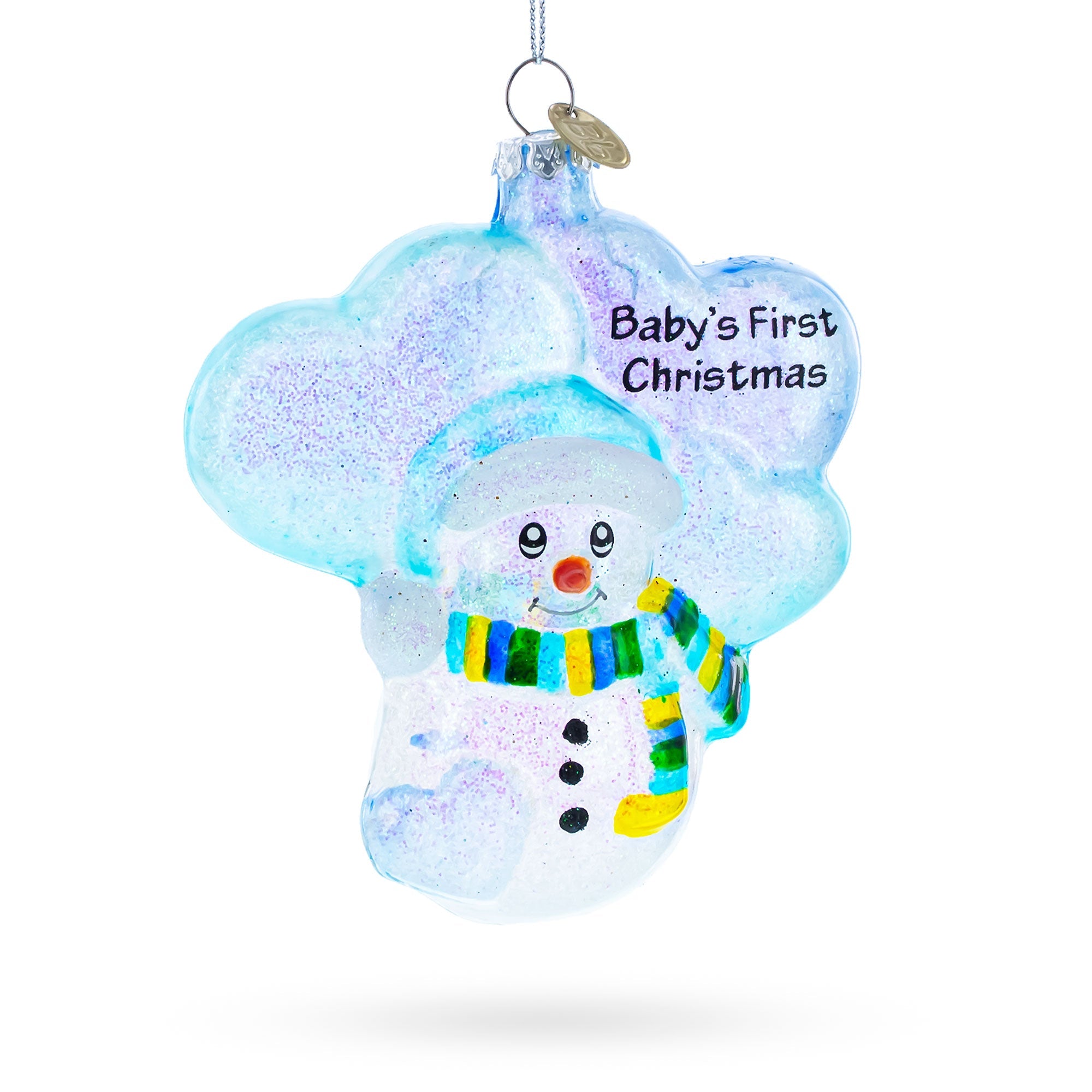 Snowman Celebrating Baby's First Christmas Glass Ornament