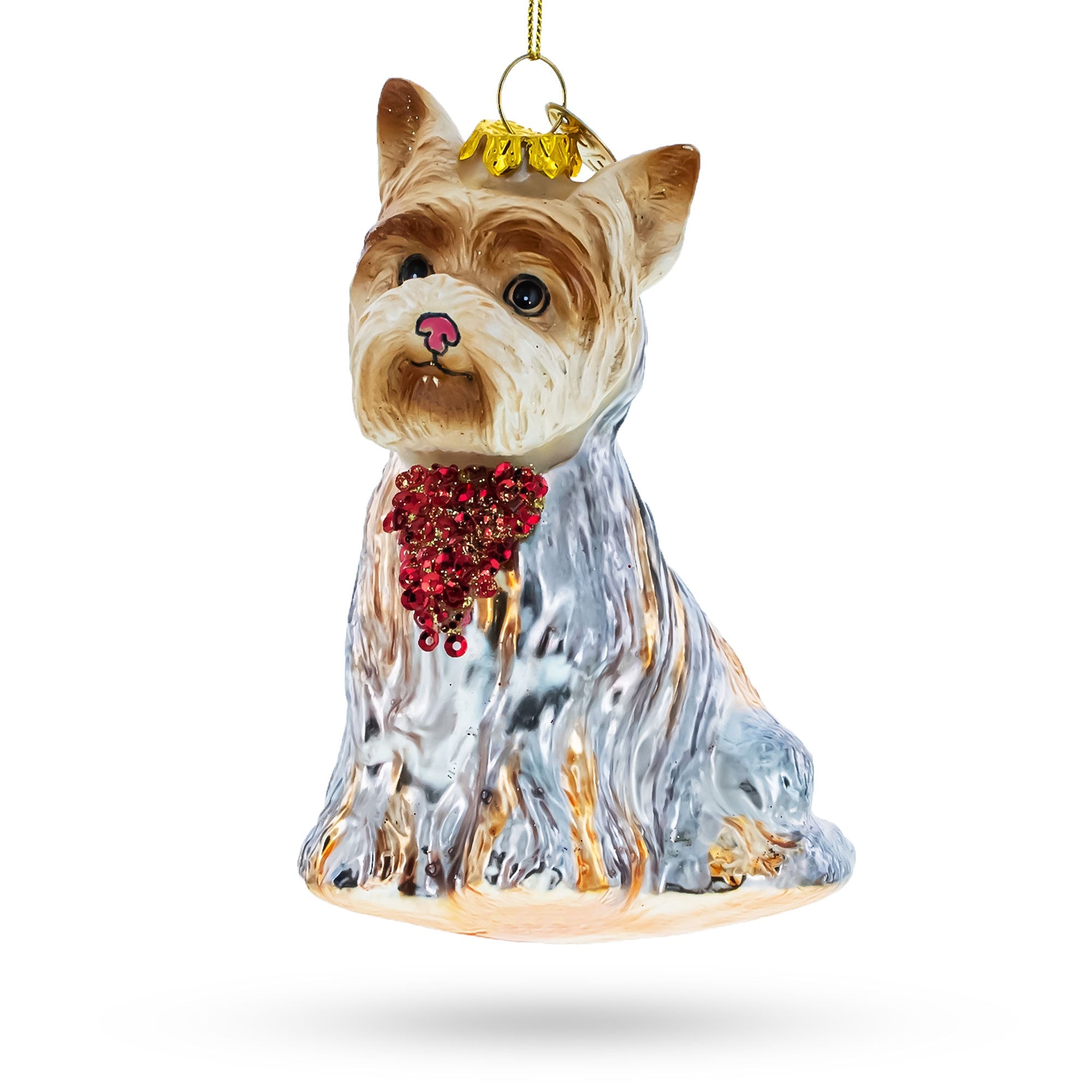 Yorkshire Terrier Glass Christmas Ornament