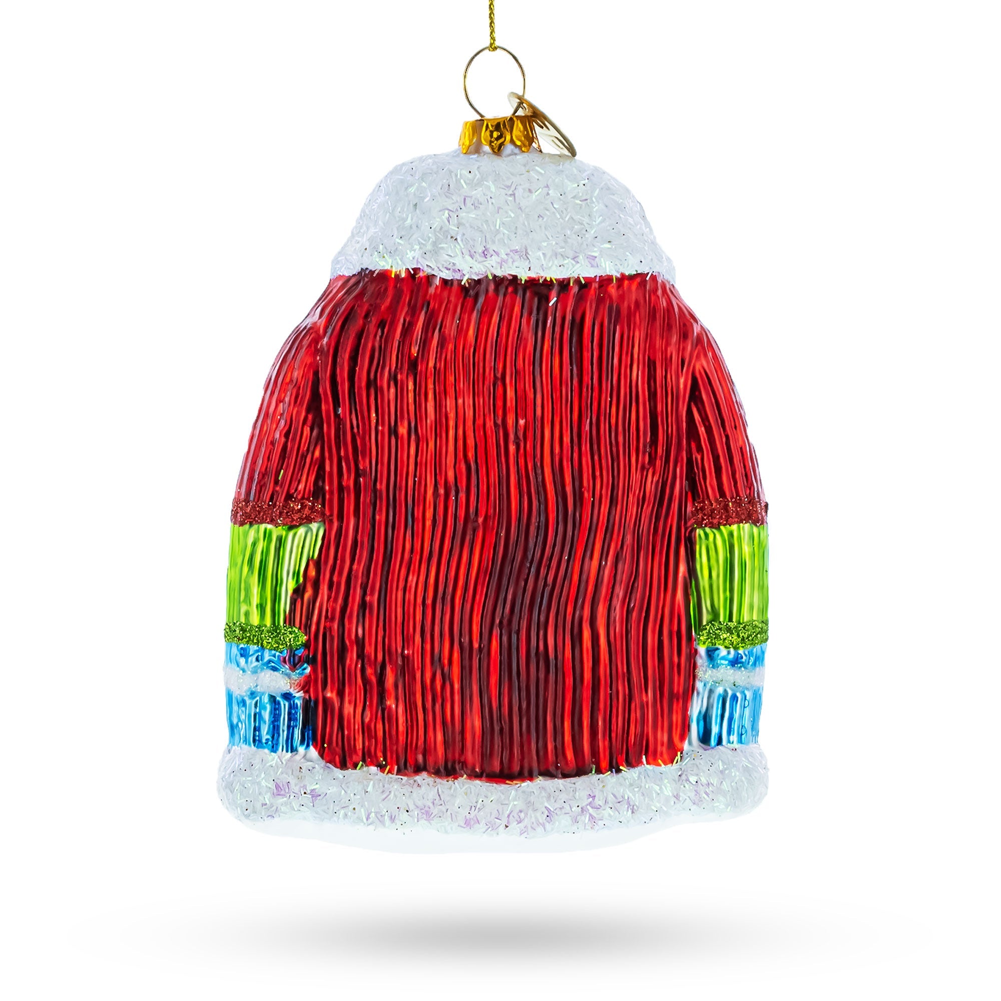 Jacket With Santa and Reindeer Glass Christmas Ornament