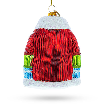 Jacket With Santa and Reindeer Glass Christmas Ornament