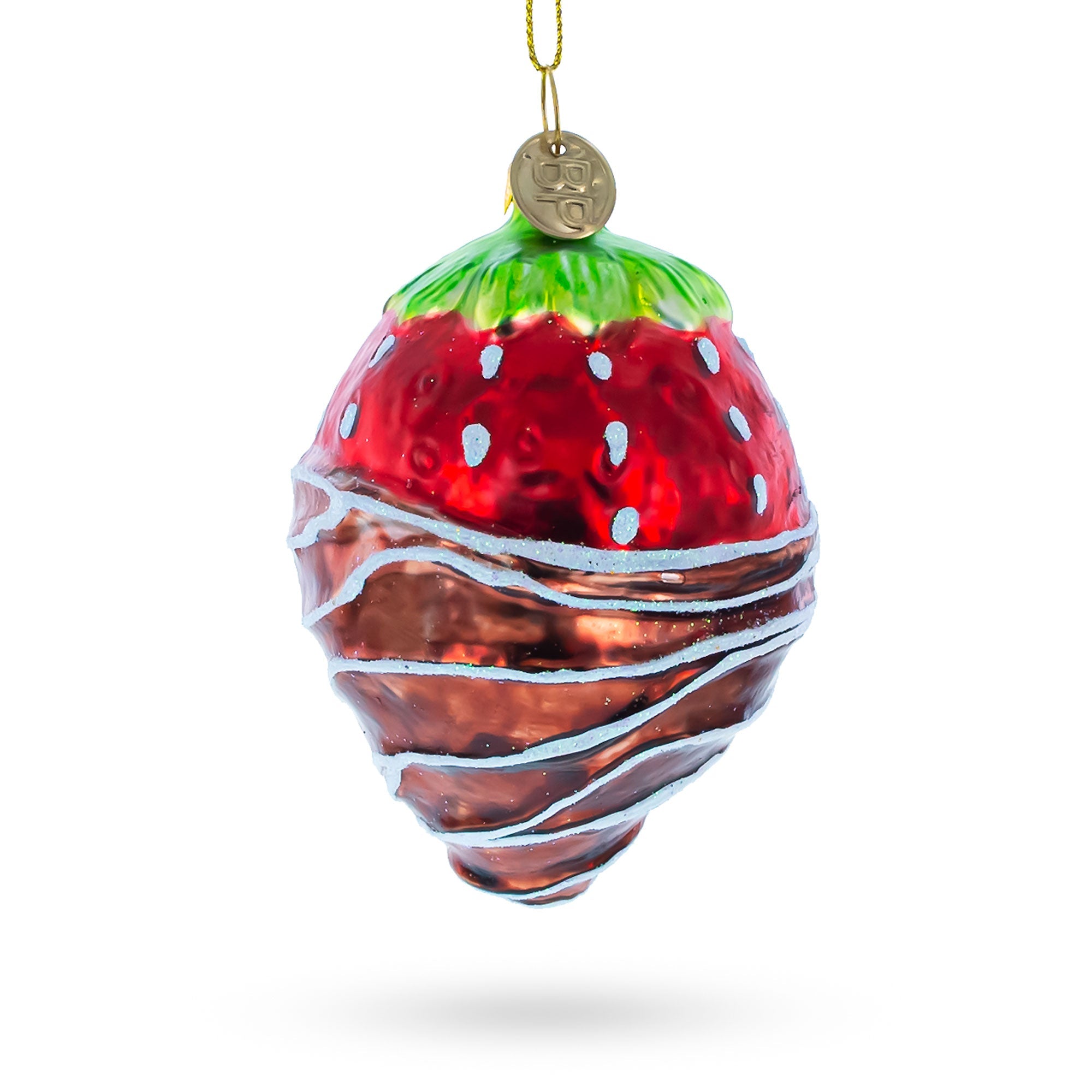 Chocolate-Dipped Strawberry Glass Christmas Ornament