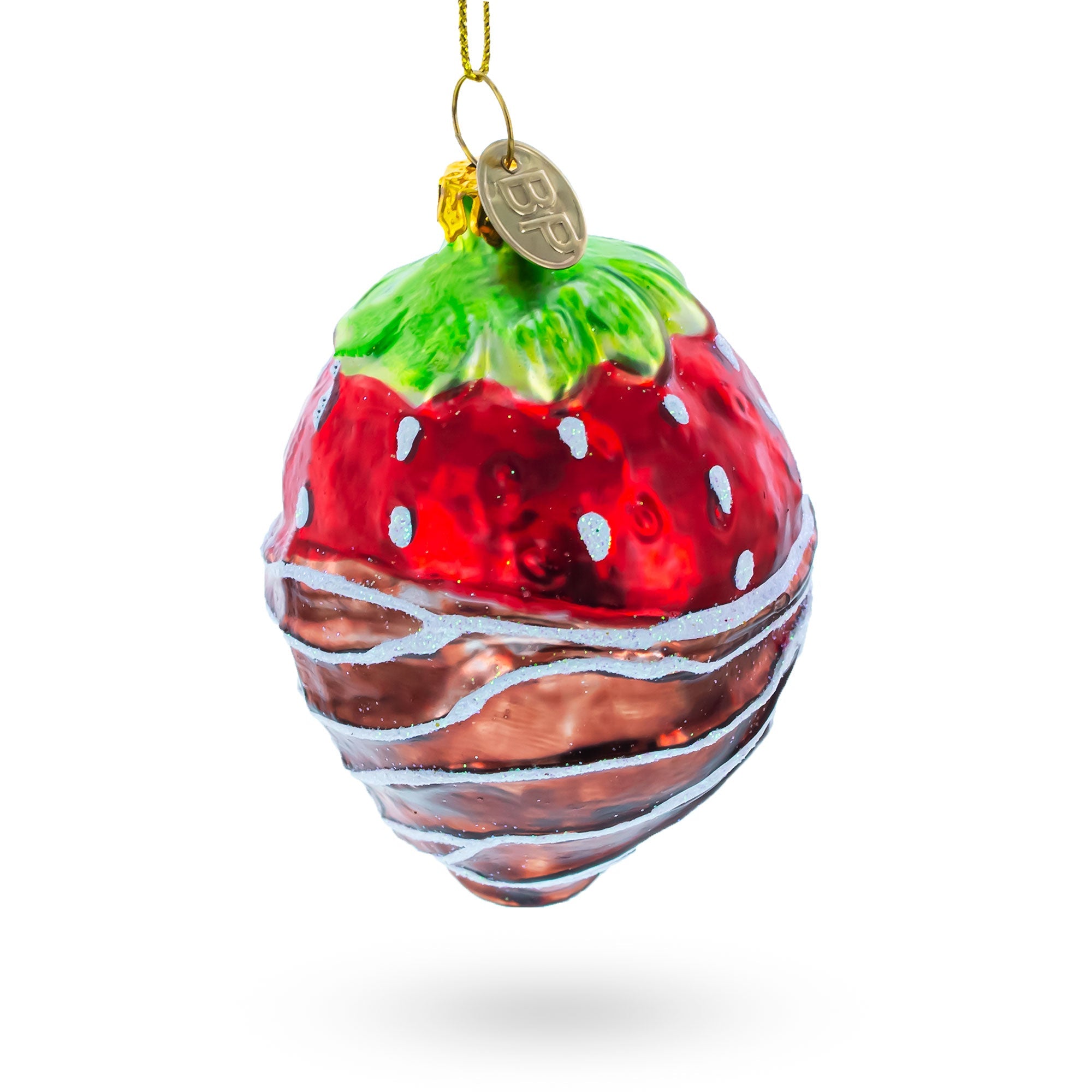 Chocolate-Dipped Strawberry Glass Christmas Ornament