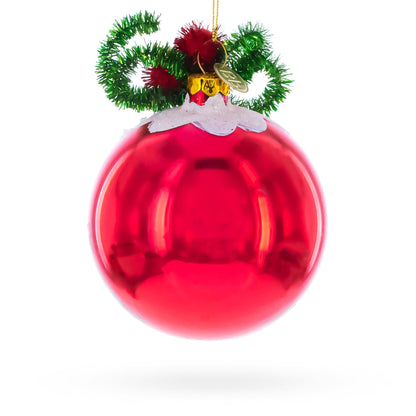 Festive Snowman and Christmas Tree Glass Ornament