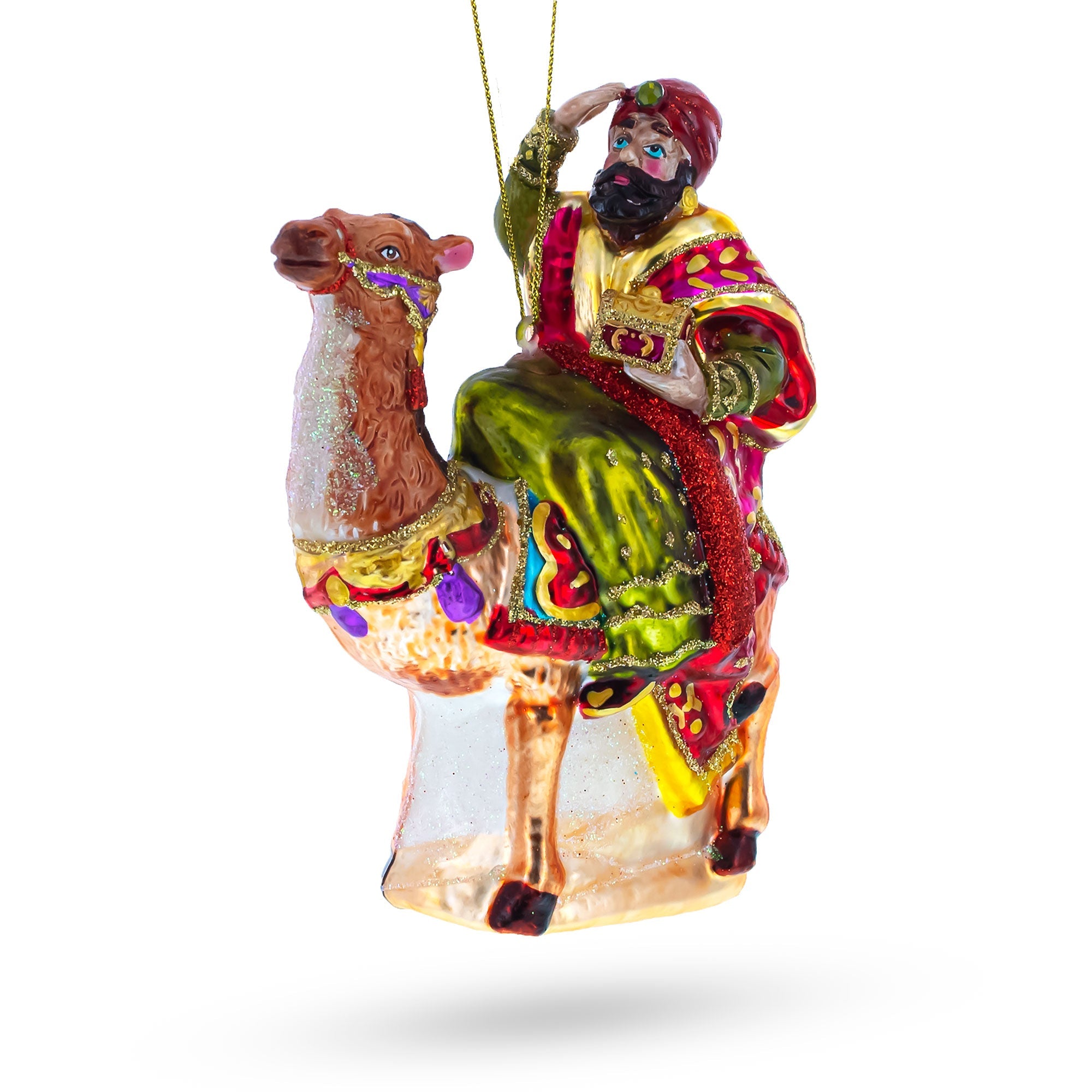 Wiseman Riding a Camel Glass Christmas Ornament BestPysanky