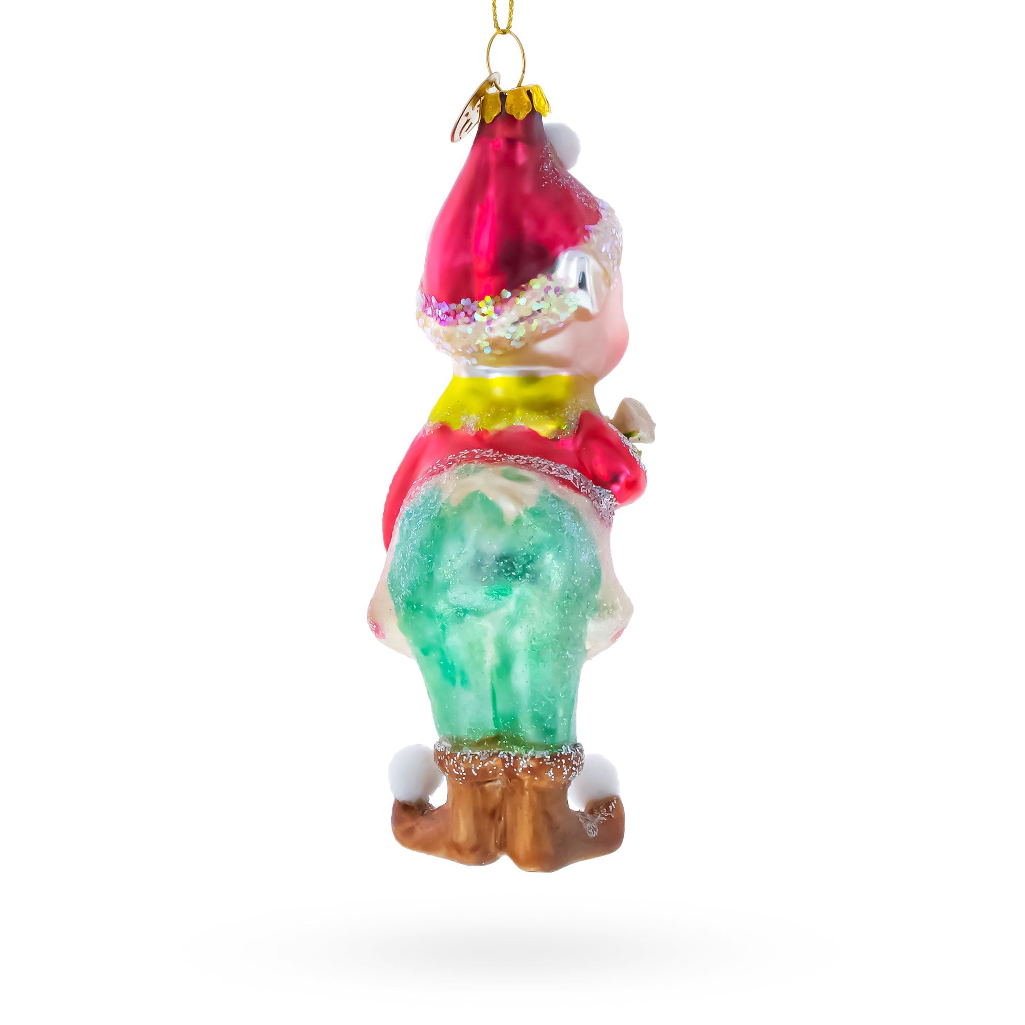 Whimsical Elf Decorating Cupcake Glass Christmas Ornament BestPysanky