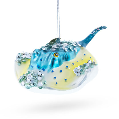 Blue Stingray Glass Christmas Ornament