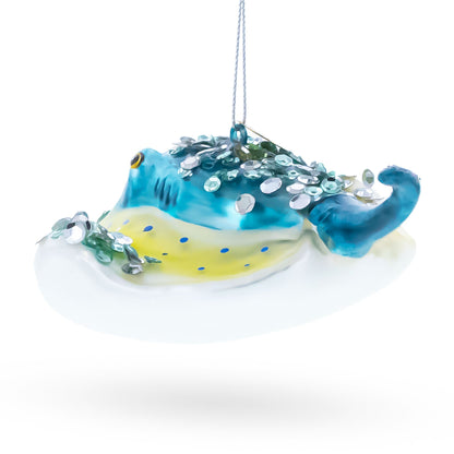 Blue Stingray Glass Christmas Ornament