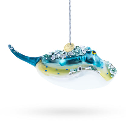 Blue Stingray Glass Christmas Ornament