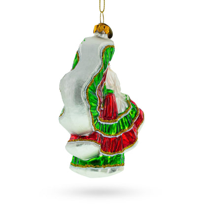Mexican Folklorico Dancer Glass Christmas Ornament