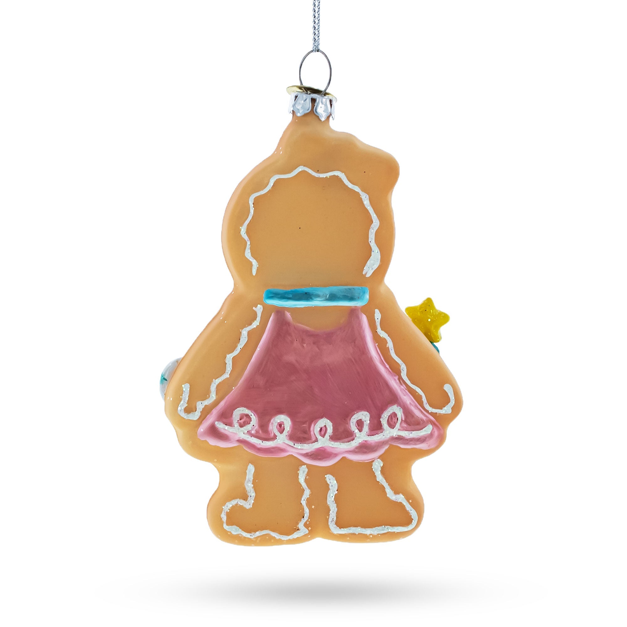 Sweet Gingerbread Girl in Festive Attire Glass Christmas Ornament