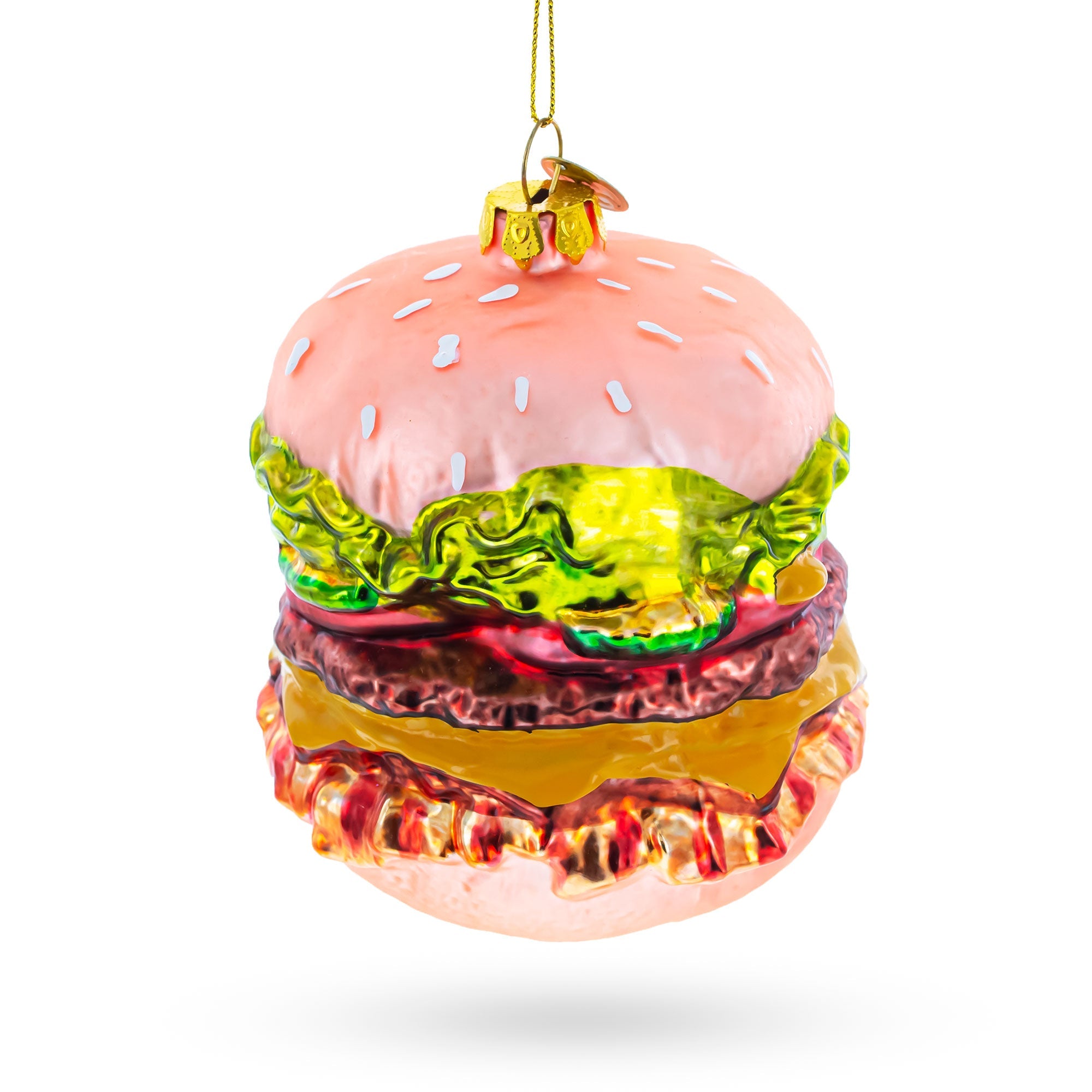 Double Cheeseburger Glass Christmas Ornament