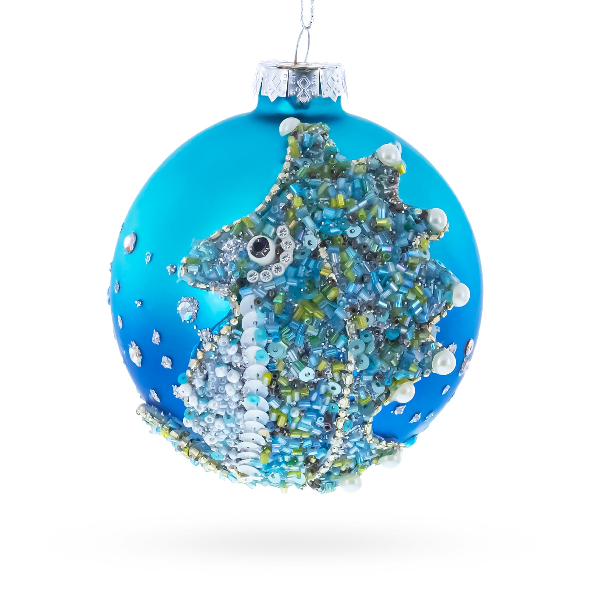 Beaded Seahorse Ocean Glass Ball Christmas Ornament BestPysanky