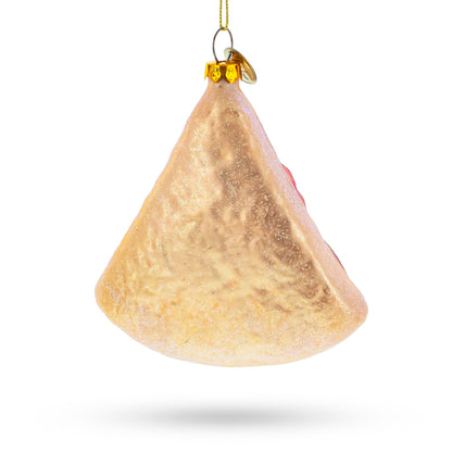 Slice of Pepperoni Pizza Glass Christmas Ornament