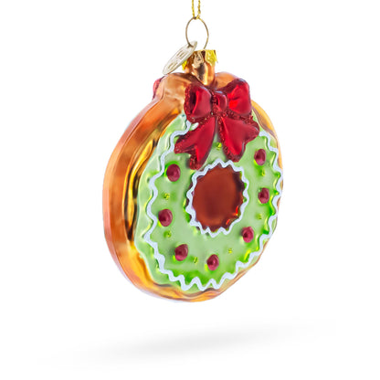 Frosted Green Donut Glass Christmas Ornament