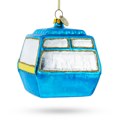 Mountain Bliss Ski Gondola Glass Christmas Ornament