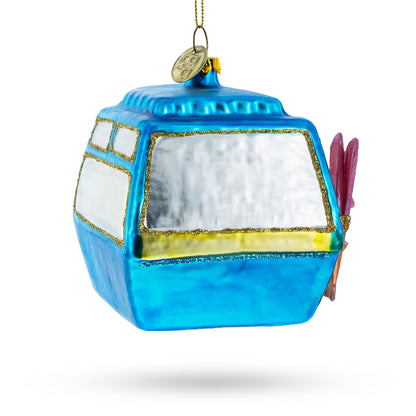 Mountain Bliss Ski Gondola Glass Christmas Ornament