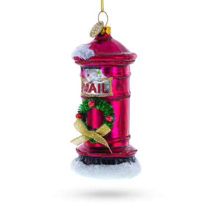 Red Mailbox with Letter to Santa Glass Christmas Ornament