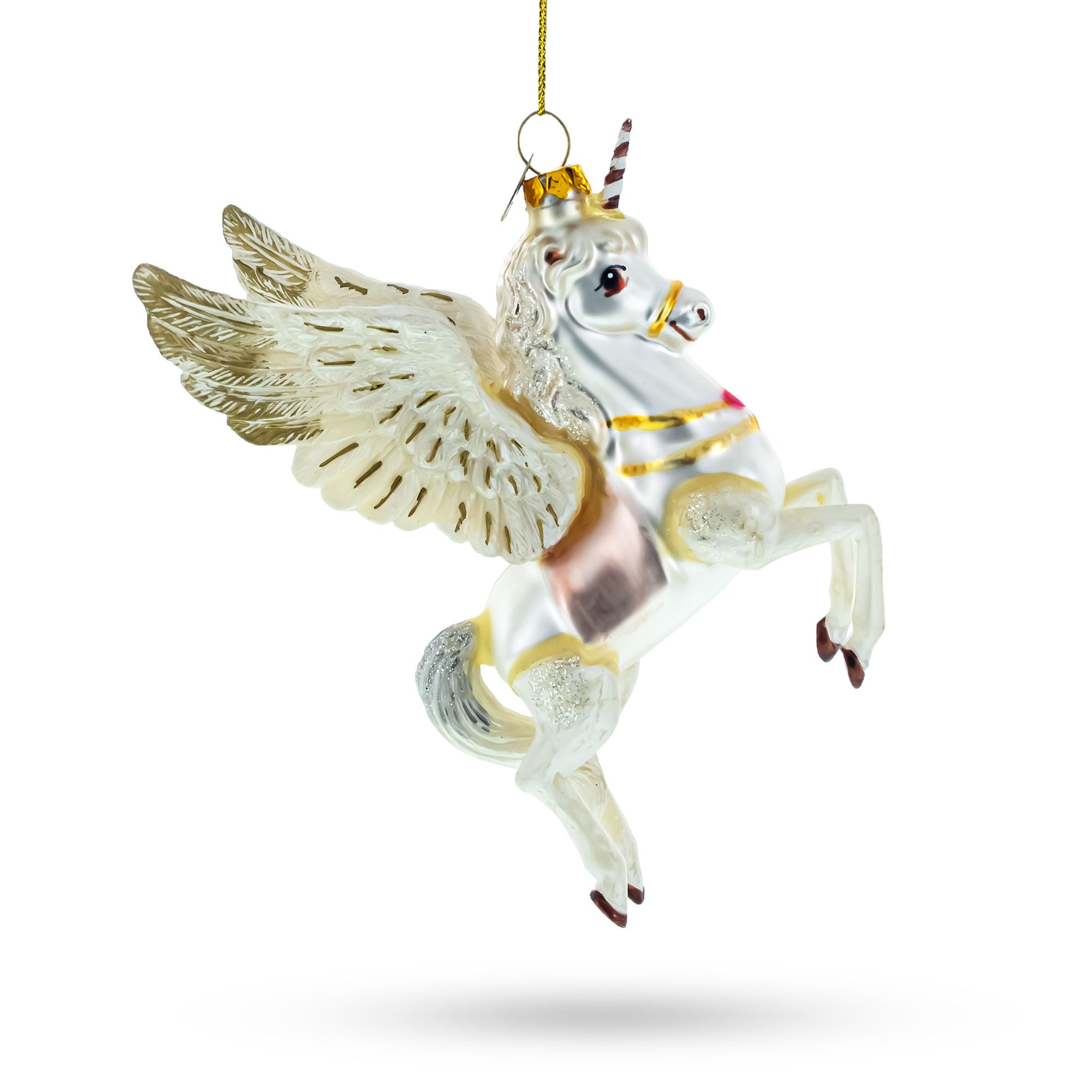 White Unicorn Glass Christmas Ornament