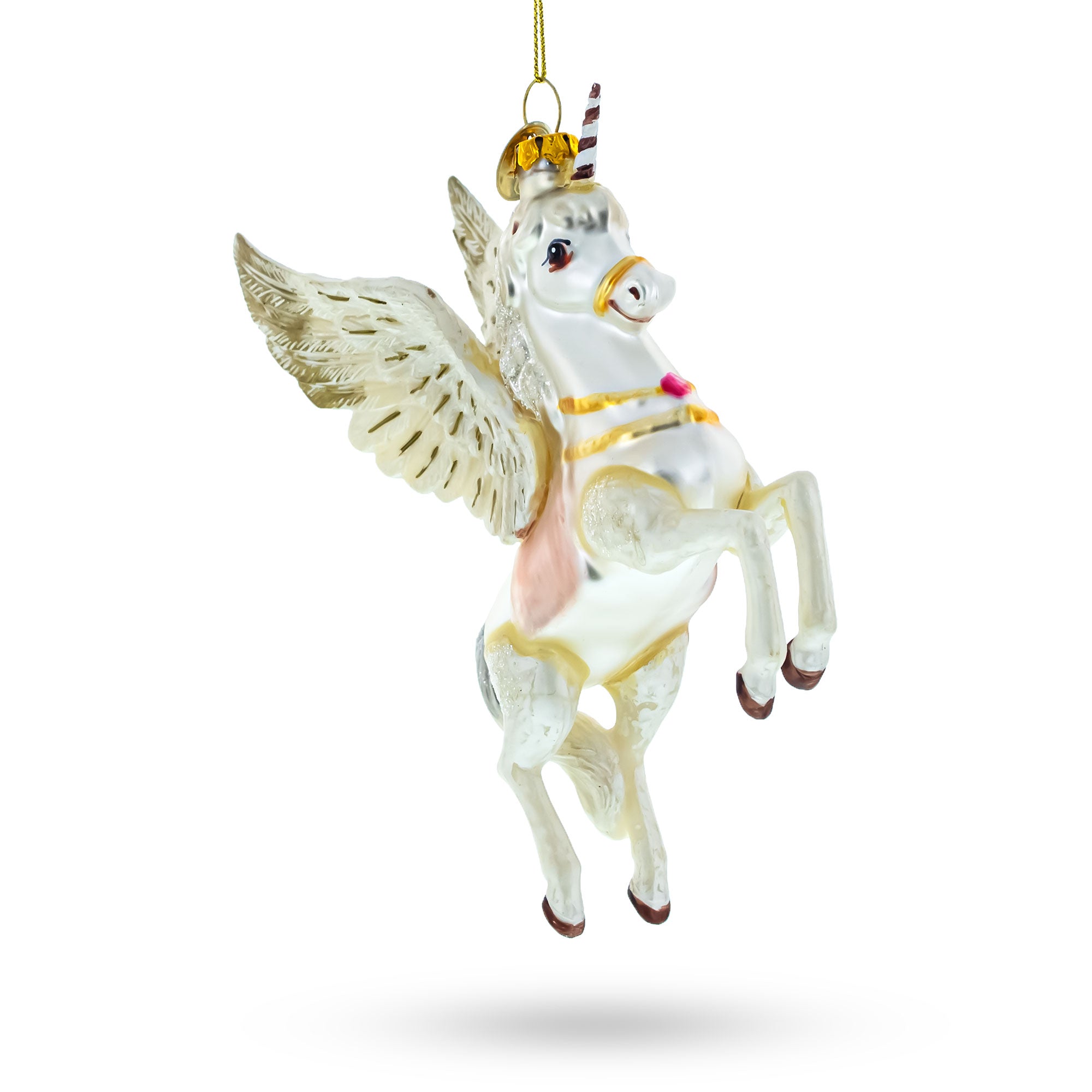 White Unicorn Glass Christmas Ornament