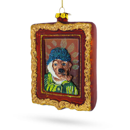 Van Gogh Inspired Dog Portrait Glass Christmas Ornament