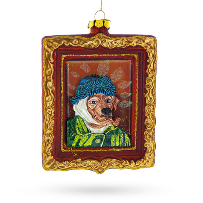 Van Gogh Inspired Dog Portrait Glass Christmas Ornament