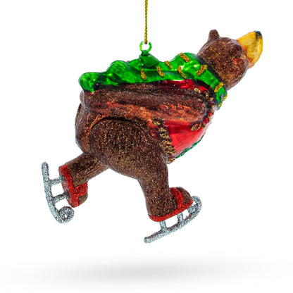 Skating Bear Glass Christmas Ornament BestPysanky