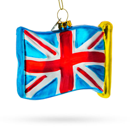 Waving Flag of United Kingdom Glass Christmas Ornament