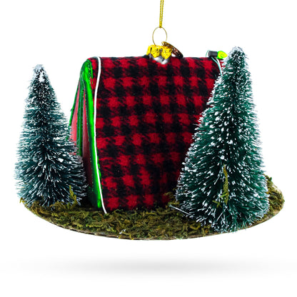 Shelter in the Woods Glass Christmas Ornament
