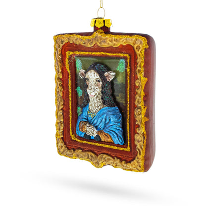 Mona Lisa Sheep Glass Christmas Ornament