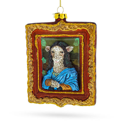 Mona Lisa Sheep Glass Christmas Ornament