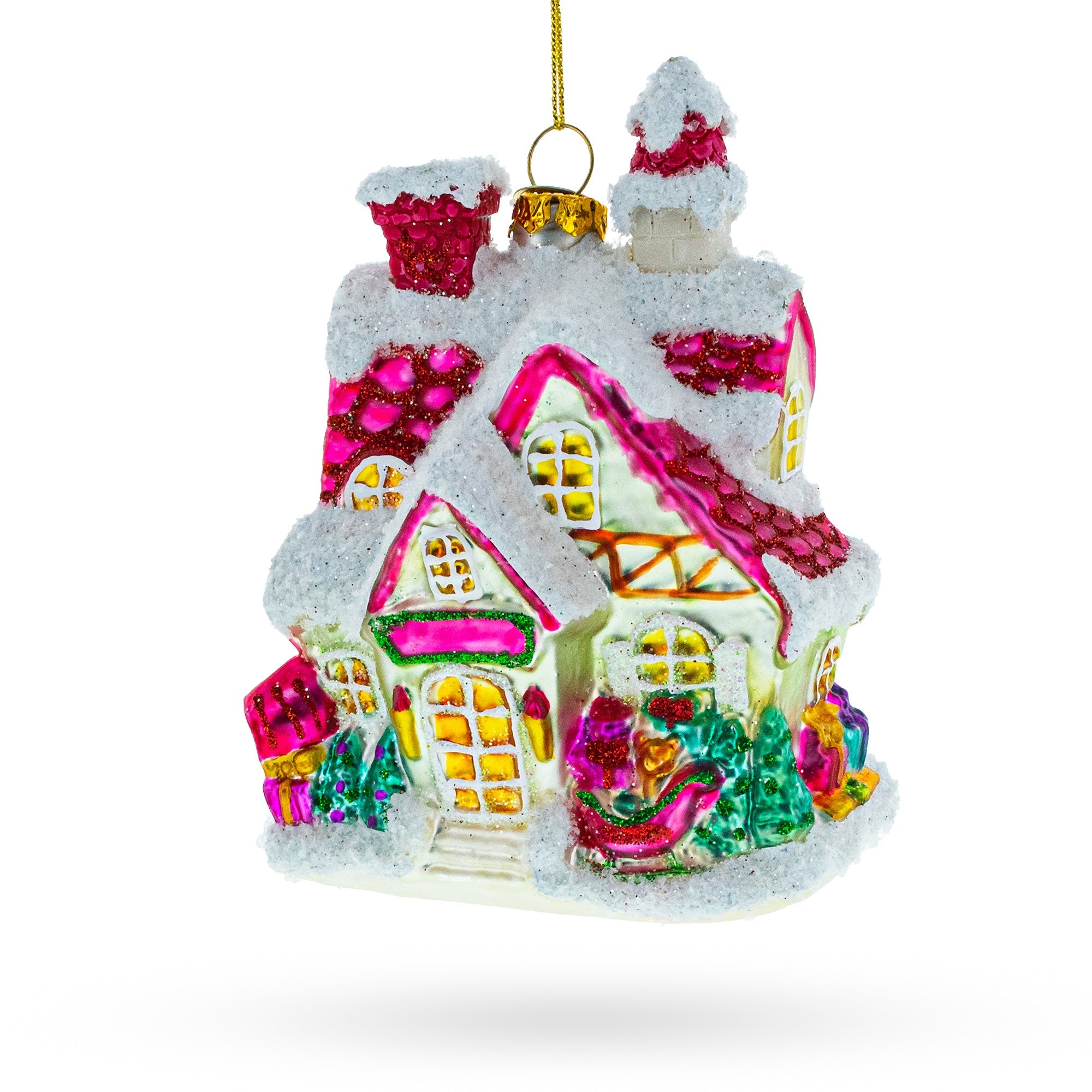 Winter Wonderland Snow-Covered House Glass Christmas Ornament BestPysanky