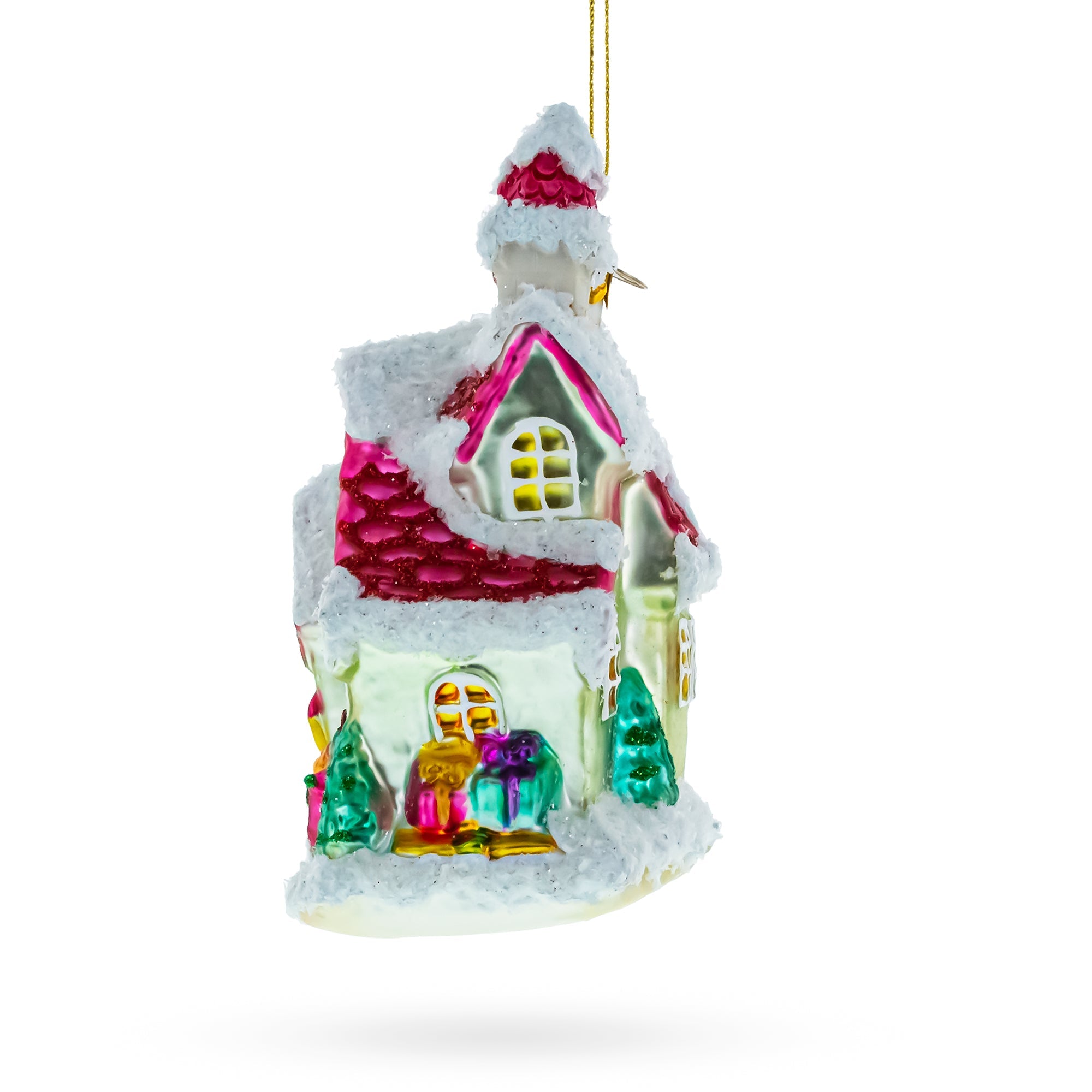 Winter Wonderland Snow-Covered House Glass Christmas Ornament BestPysanky